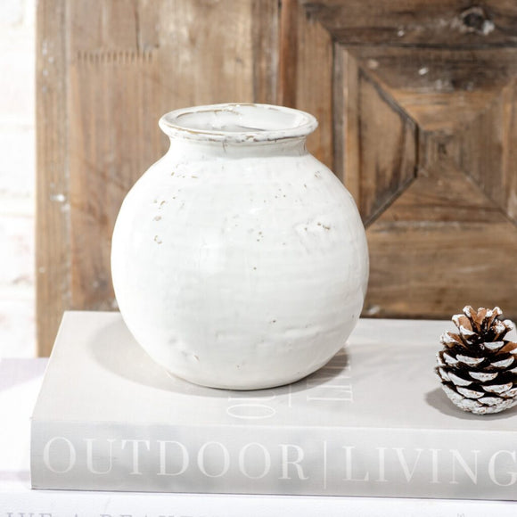 White Ceramic Ball Vase