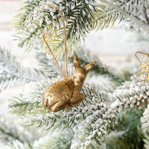 Gold Laying Deer Ornament