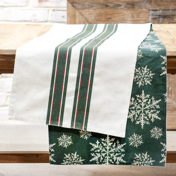 Striped Snowflake Reversible Table Runner