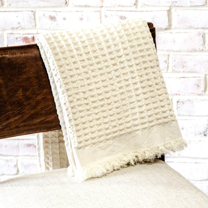 White Waffle Throw