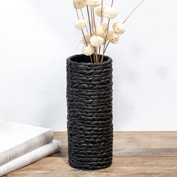 Black Braided Cement Vase IN STORE ONLY