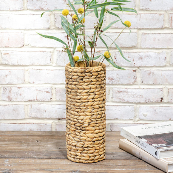 Tan Braided Cement Vase IN STORE ONLY