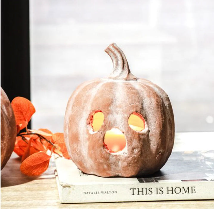 8" Orange Terracotta Ghost Jack-o-Lantern Pumpkin IN STORE PICKUP ONLY