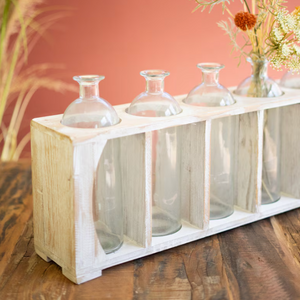 White Wooden Crate w/ Bud Vases IN STORE PICKUP ONLY