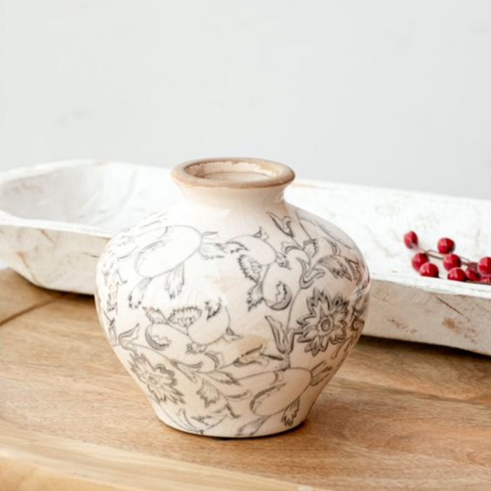Black + Cream Heirloom Vase
