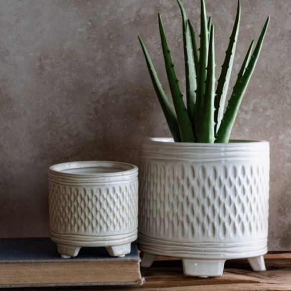 White Pattern Planters