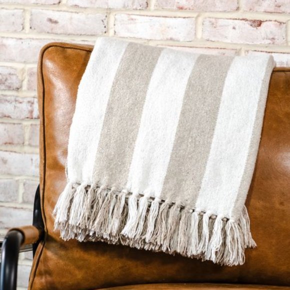 Natural + White Throw