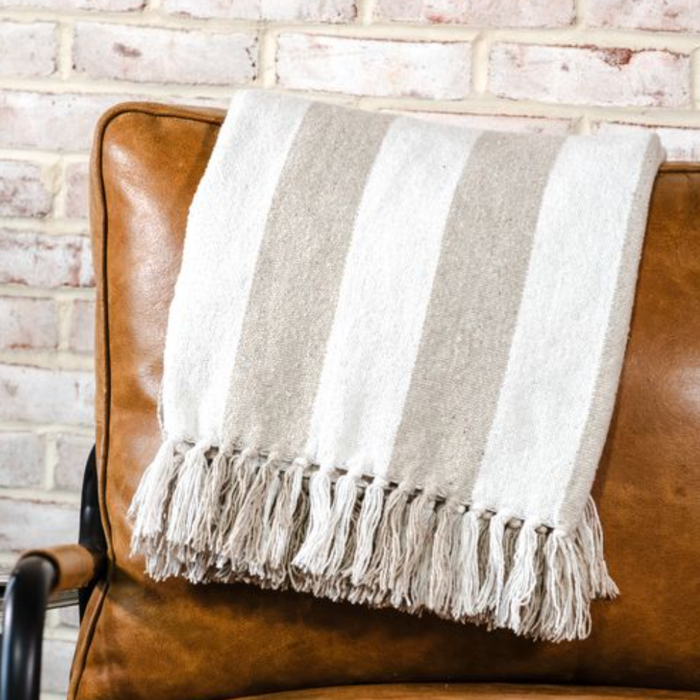 Natural + White Throw