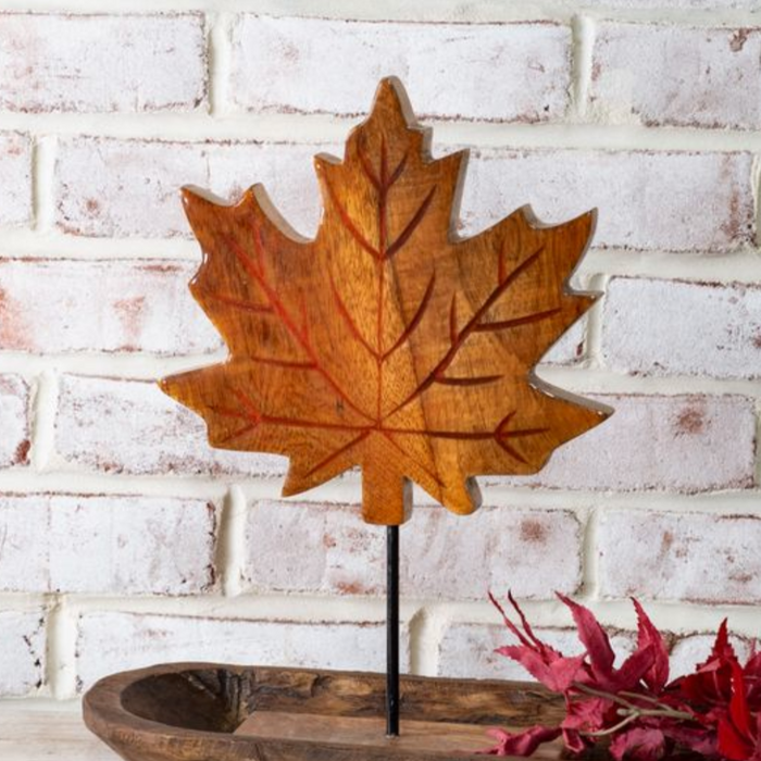 Amber Maple Leaf Wood Tabletop