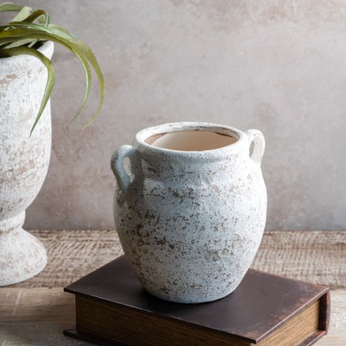 White Washed Ceramic Vase 6"