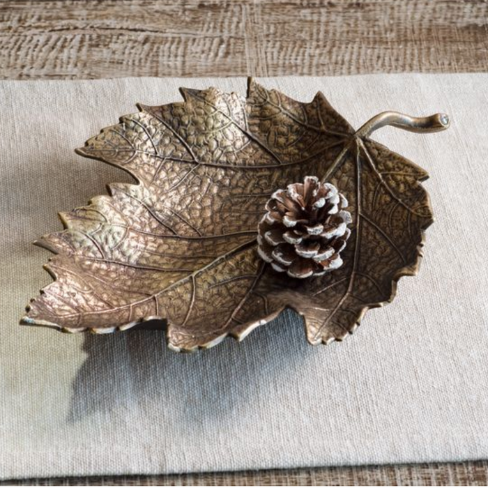 Gold Leaf Dish/Plate 13"L