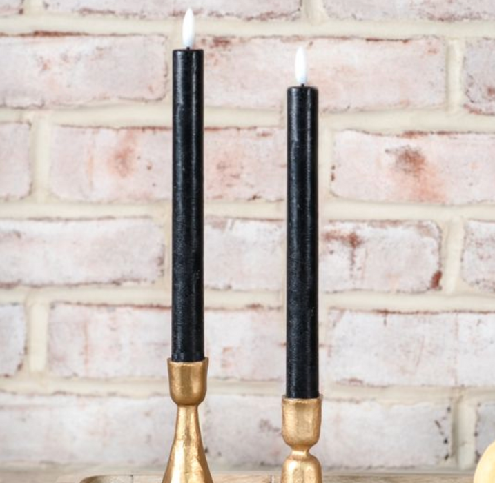 Black LED Taper Candle Set of 2