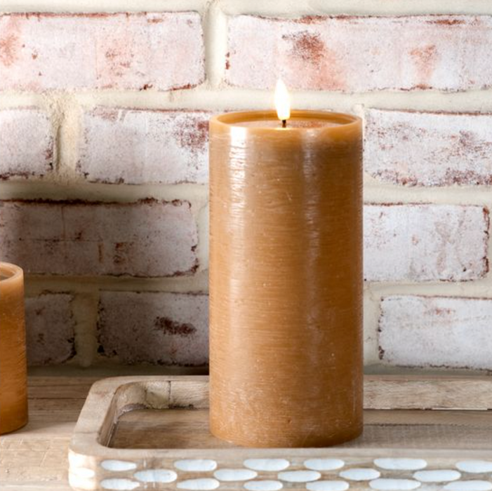 Caramel 8"h Wide LED Pillar Candle