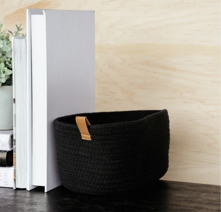 Black Rope Basket 12.5"x8.5" Large