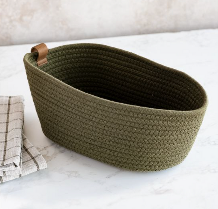 Olive Rope Basket 12.5"x8.5" Large