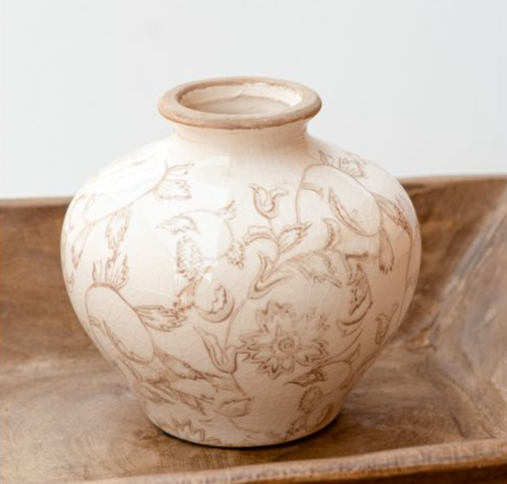 Beige + Cream Heirloom Vase 4.7"h