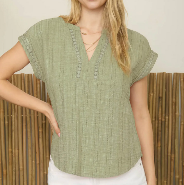 Olive Textured Woven Top