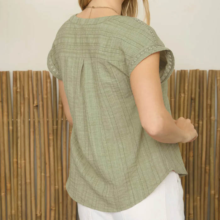 Olive Textured Woven Top