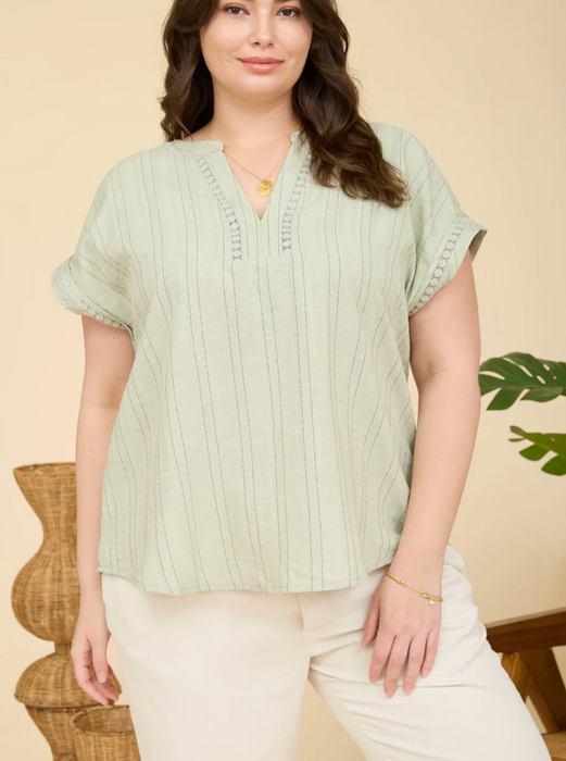 PLUS Olive Textured Woven Top
