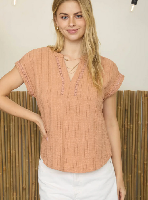 Terracotta Textured Woven Top