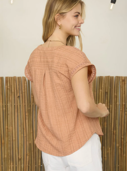 Terracotta Textured Woven Top