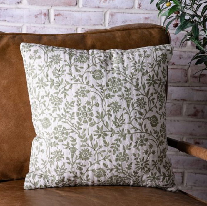 Green Floral Pillow