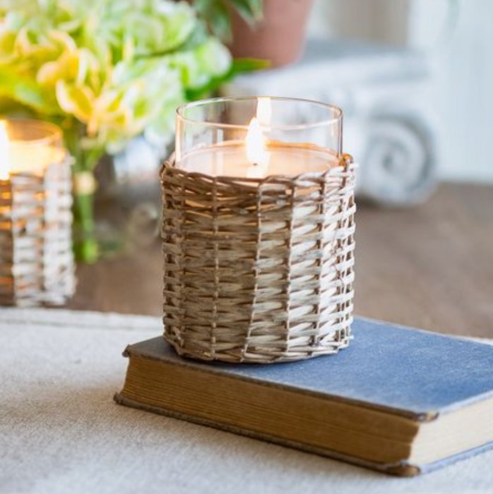 Wicker & Glass LED Candle