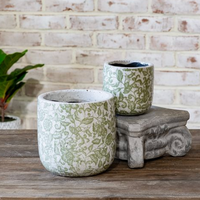 Green Floral Garden Pot Planter
