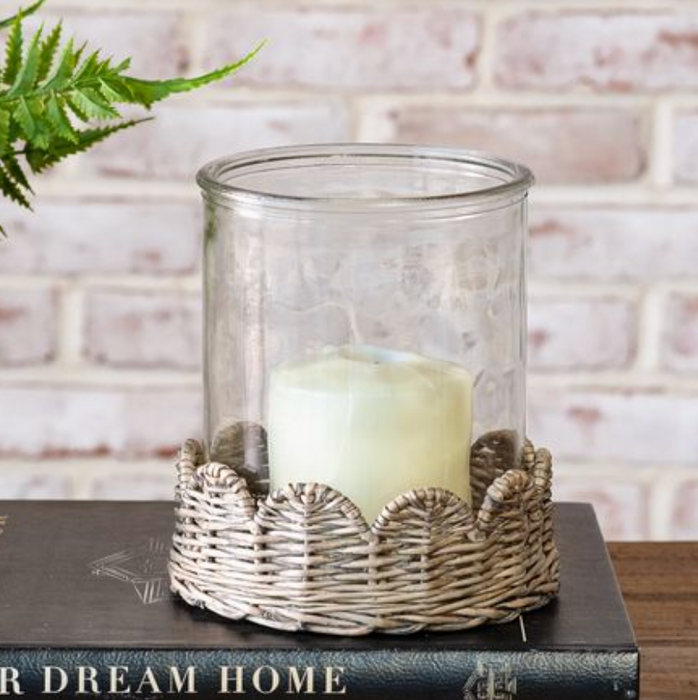 Willow Base Glass Candle Hurricane