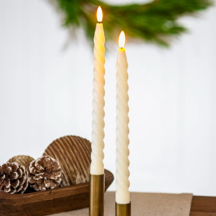 Ivory Twist LED Taper Candles