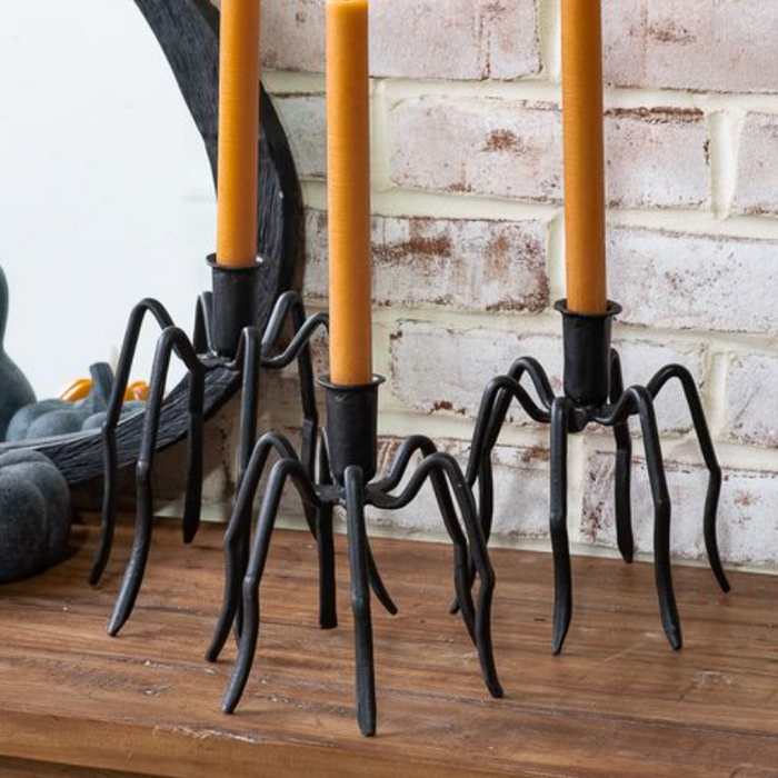 Black Spider Metal Taper Candle Holders