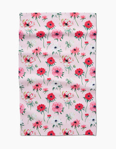 Anemone Garden Flowers | Geometry Kitchen Dish Tea Towel