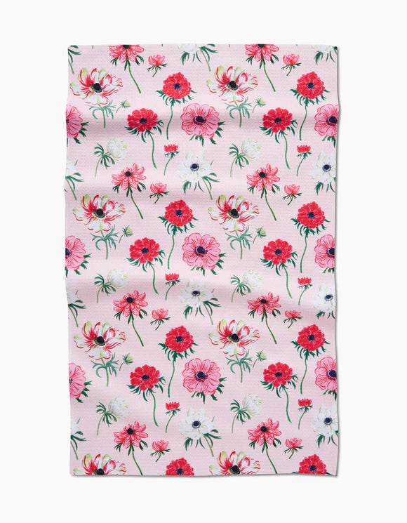 Anemone Garden Flowers | Geometry Kitchen Dish Tea Towel