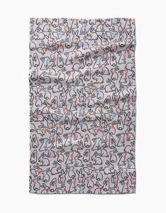 Playful Bunnies | Geometry Kitchen Dish Tea Towel