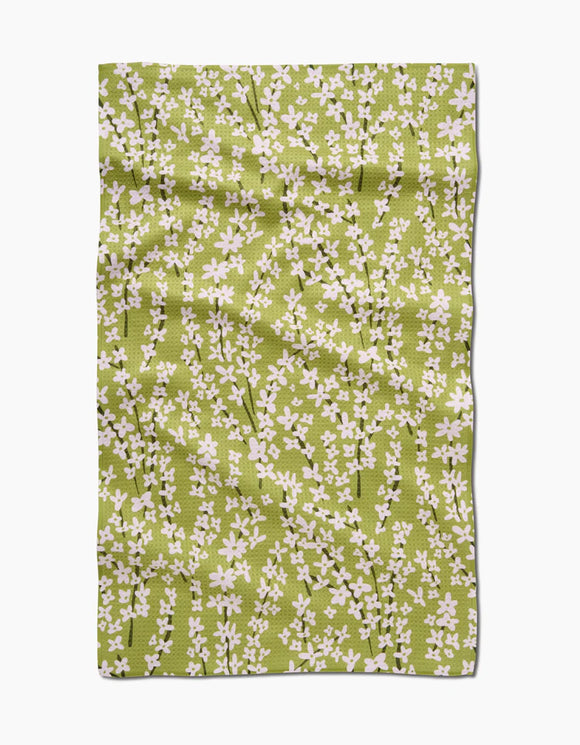 Spring Green Forsythia | Geometry Kitchen Dish Tea Towel