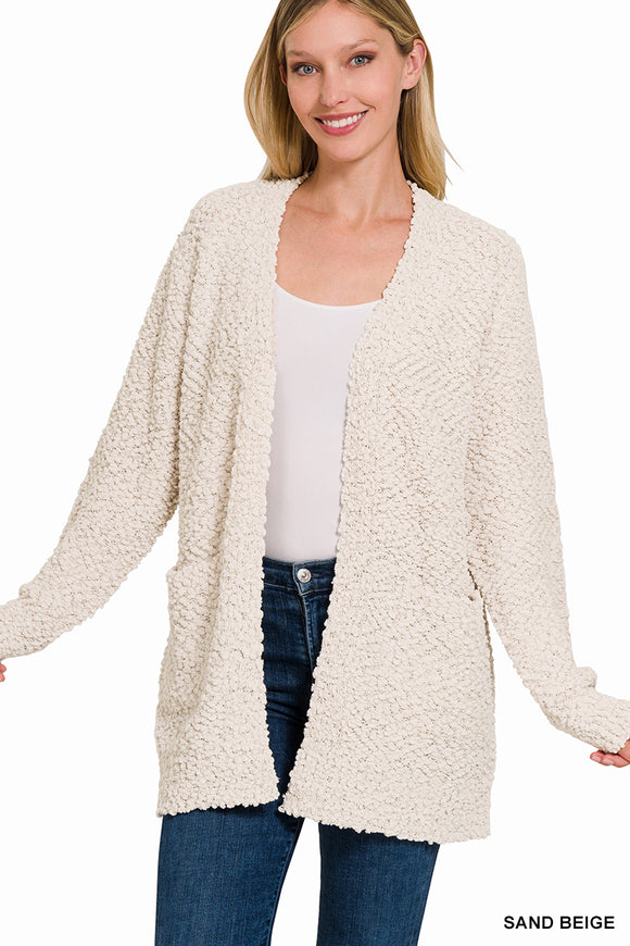 Popcorn Sweater Cardigan - Sand Beige