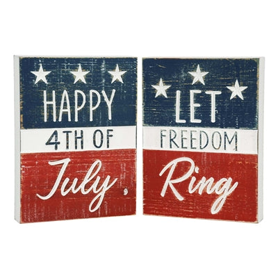 Americana 4th of July Let Freedom Ring Block Signs