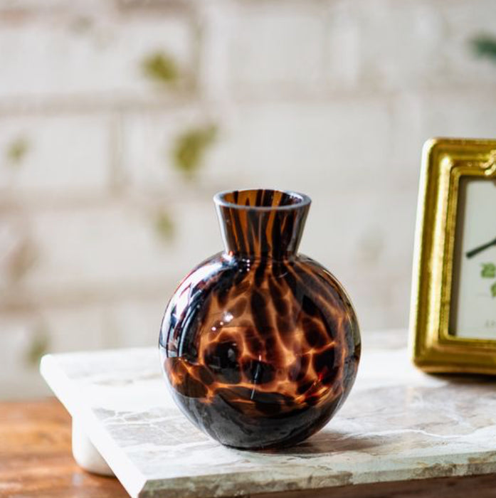 Brown Speckle Bouquet Vase 4.3"H