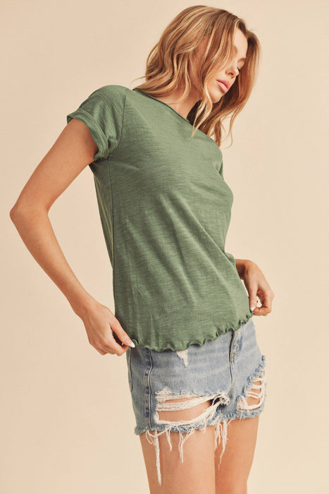 Bamboo Green Crew Neck Cotton Tee