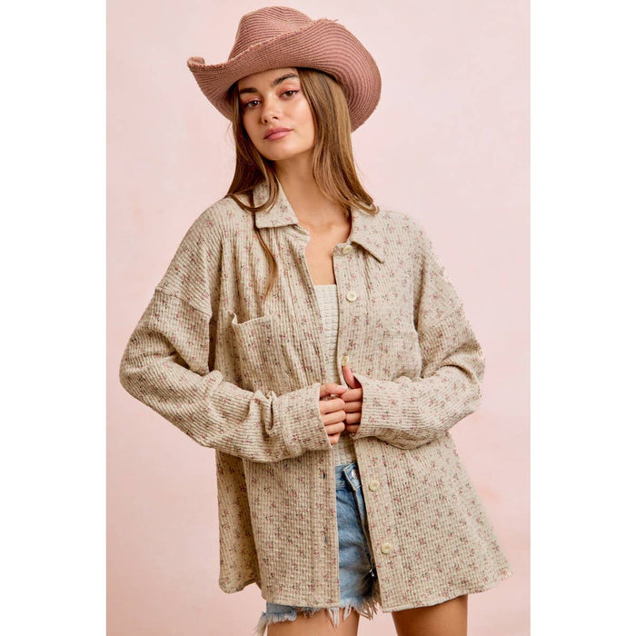 Floral Thermal Button Up Top