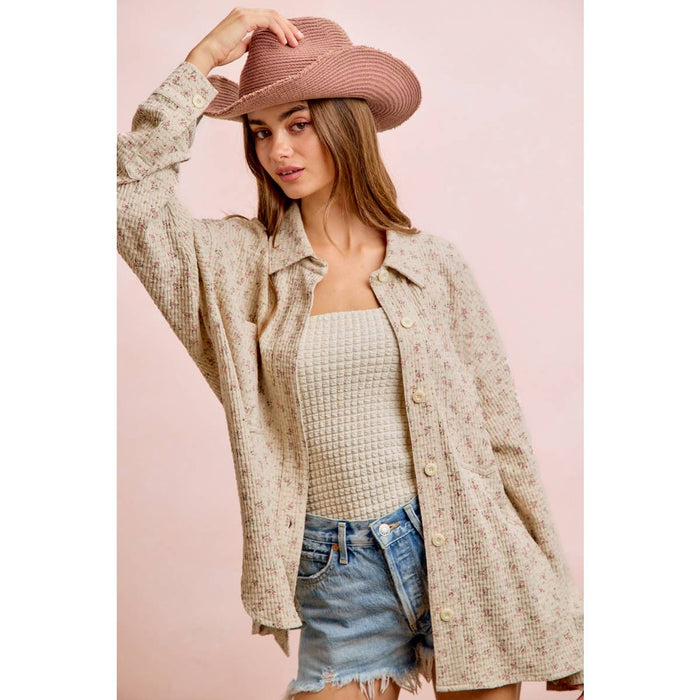 Floral Thermal Button Up Top