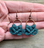 Micro Fringe Round Earrings - Forest Green & Copper