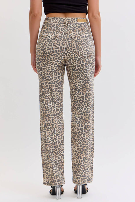 Leopard Print Super High Rise Dad Jean