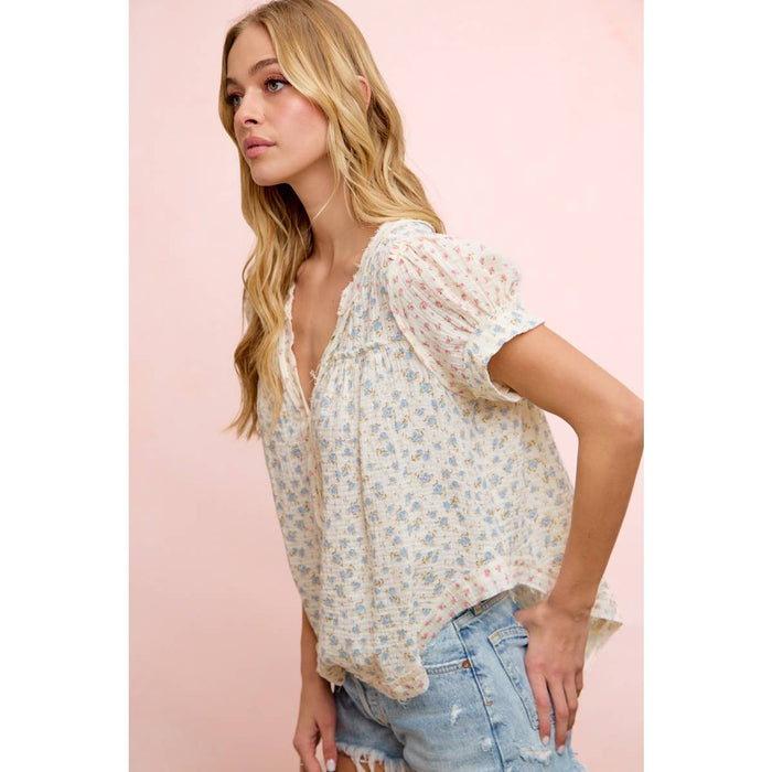 Floral Crinkle Top