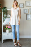 Oatmeal Ribbed Sleeveless with Flower Detail