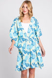 Serenity Flower Print Drawstring Kimono