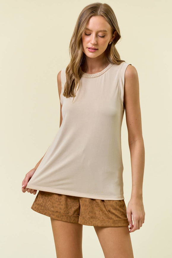 Oat Modal Jersey Braided Neck Tank