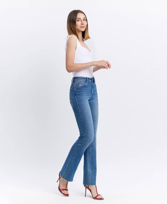 Lovervet High Rise Clean Cut Raw Hem Bootcut Jeans LV1607