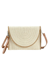 Frayed Trim Straw Crossbody/Clutch