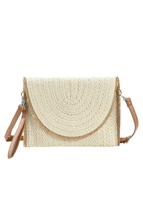 Frayed Trim Straw Women's Crossbody Bag/Clutch